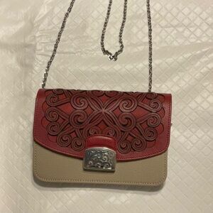 Brighton Snappy  Ginger Red and Tan Leather Bag NWOT